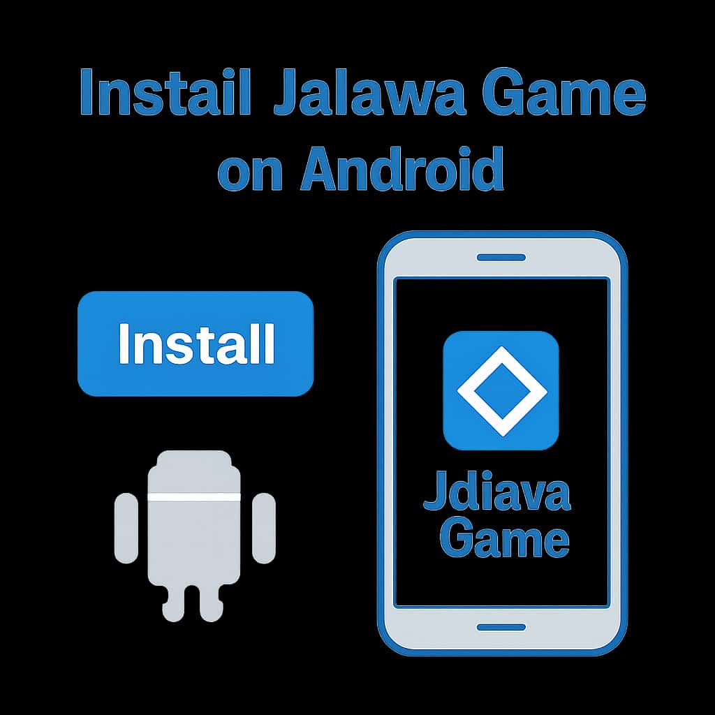 A diagram illustrating the installation steps for Jalawa Game on Android.