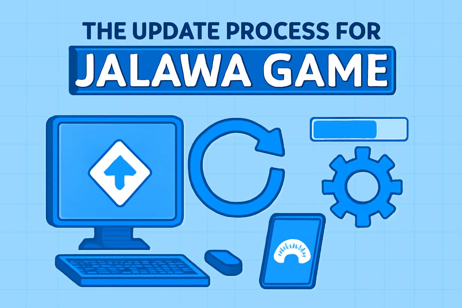 A visual representation of the update process for Jalawa Game, featuring the game title prominently.
