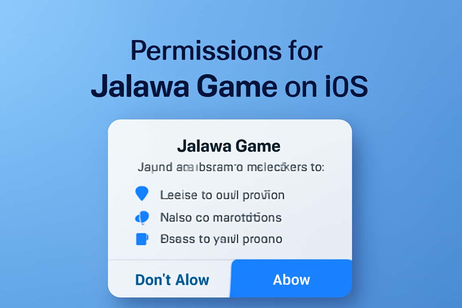 An informative graphic showing permissions required for Jalawa Game on iOS.