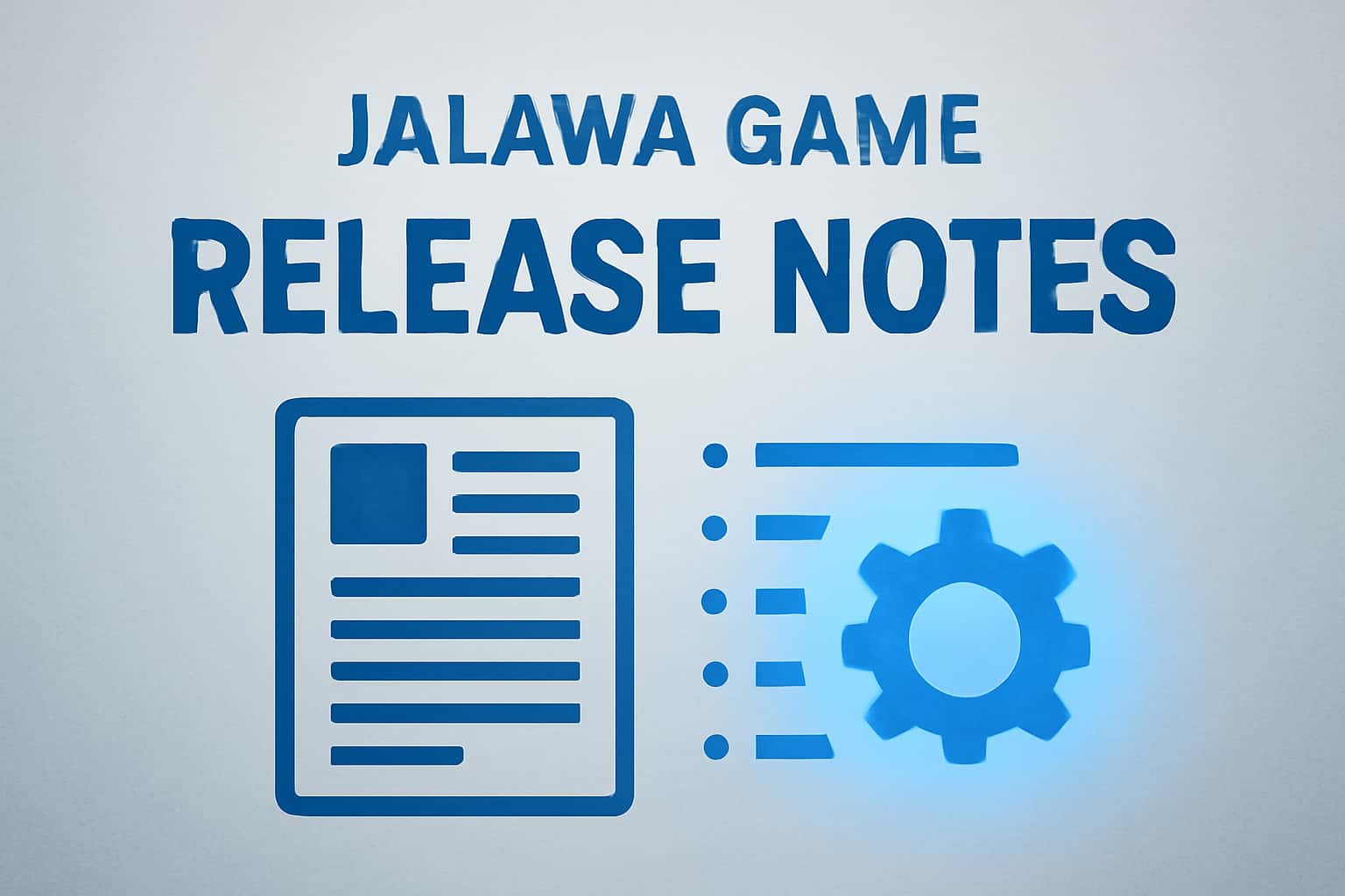 Informational scene showcasing Jalawa Game Release Notes with a futuristic design.
