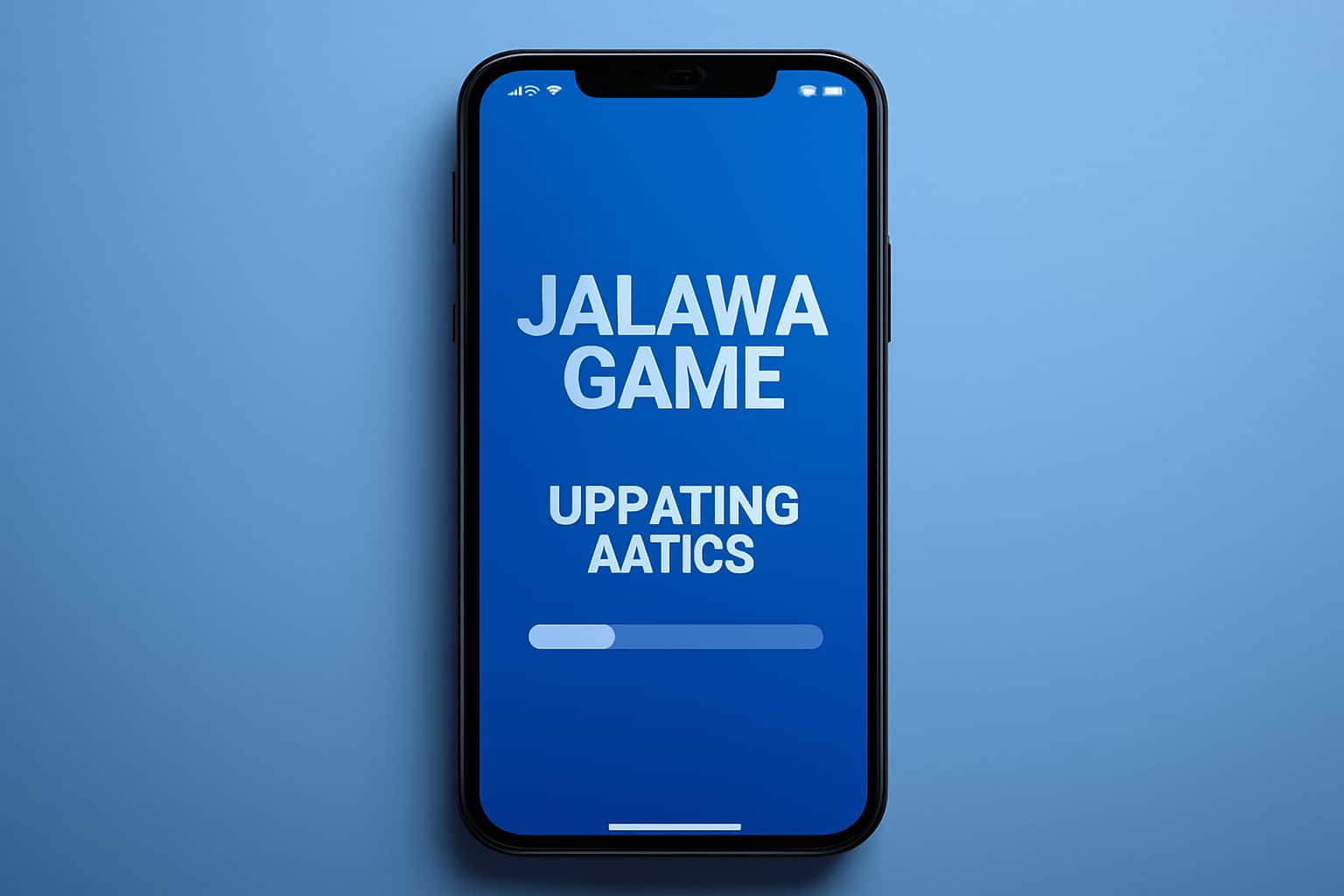 An illustrative scene titled 'Updating Jalawa Game on iOS' featuring a sleek interface and modern elements.
